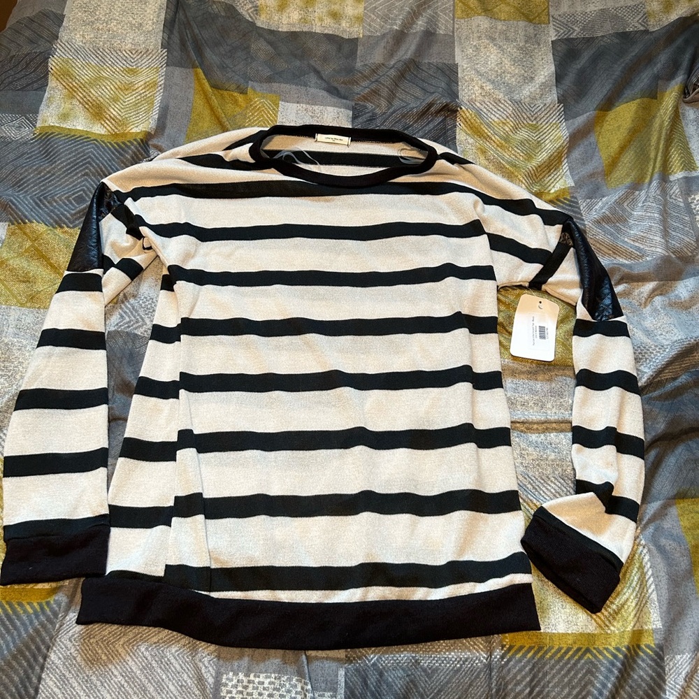 Black/white striped long sleeve with elbow patches - size medium - new with tags